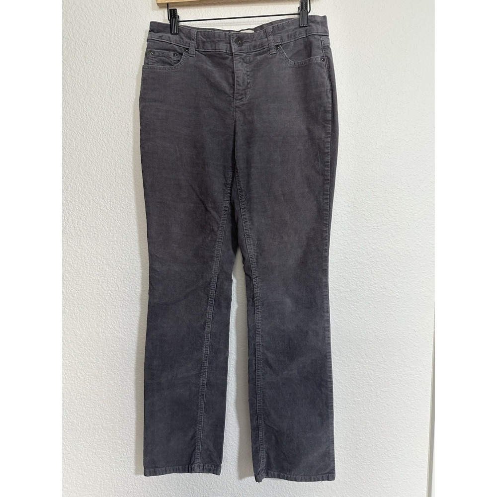St Johns Bay Corduroy Straight Leg Pants Womens 6 Gray Mid Rise